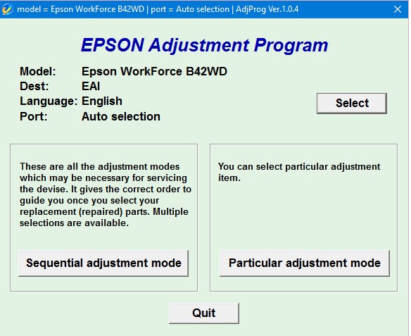 Epson B42 Adjustment Program