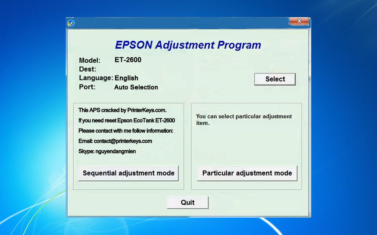 Epson ET-2600 Adjustment Program