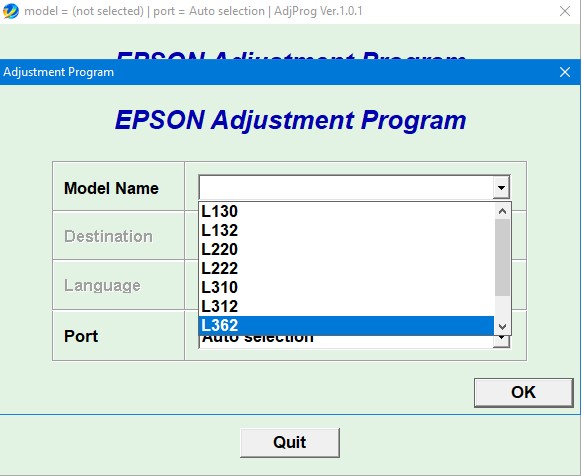 Epson L132/L222/L312/L362/L366 Adjustment Program