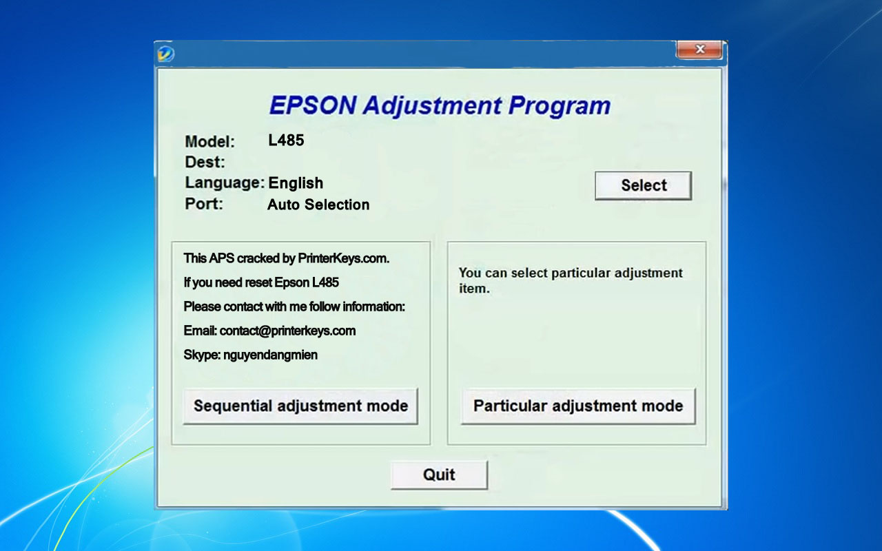 Epson L485 Adjustment Program