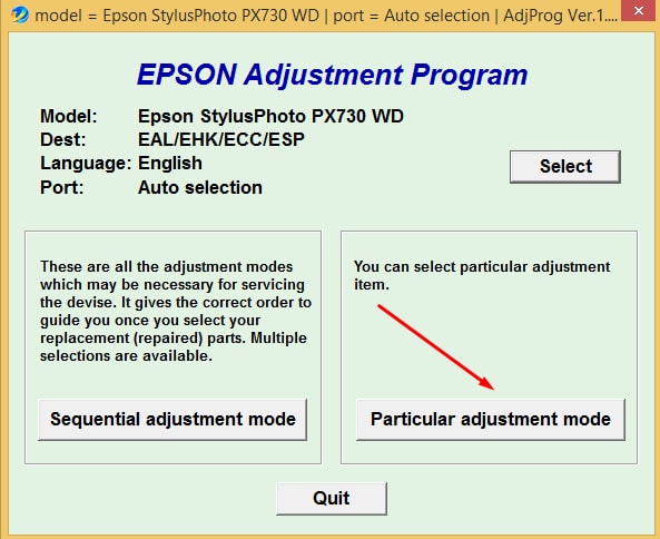 Epson PX 730 Adjustment Program
