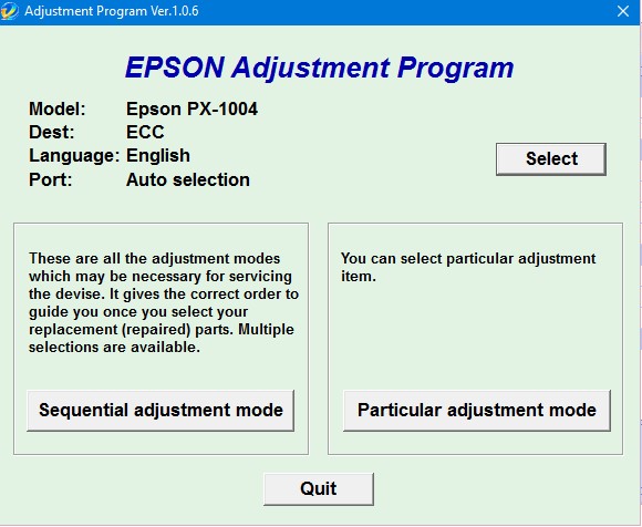 Epson PX1004 Adjustment Program