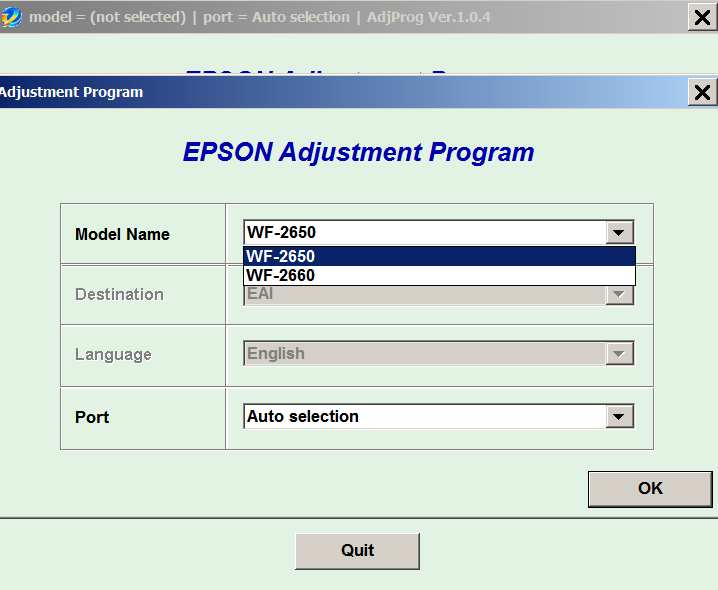 Epson Workforce 2650 Adjustment