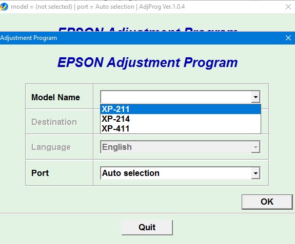 Epson XP 211/214/411 Adjustment Program