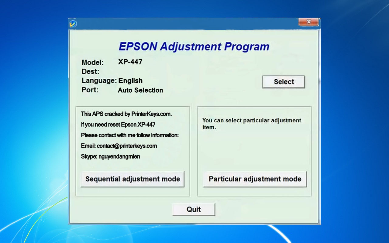 Epson XP-447 Adjustment Program