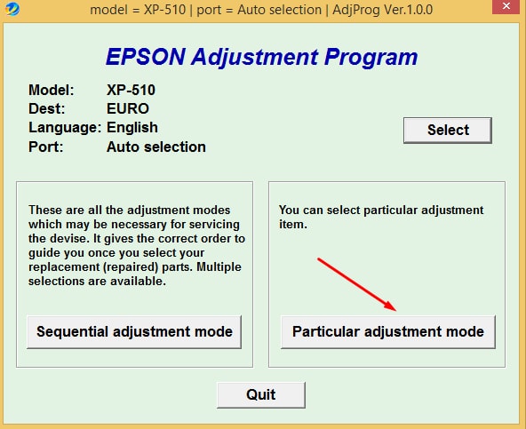 Epson XP 510 Adjustment Program