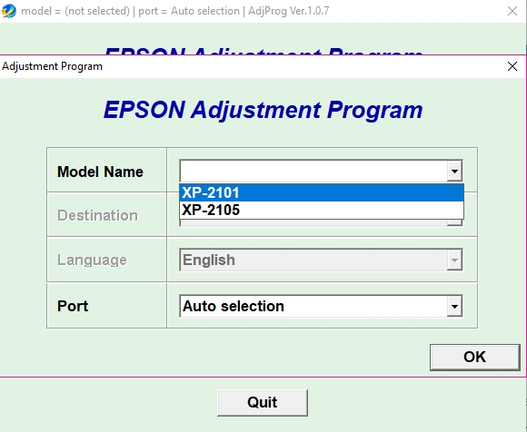 Epson XP2101/XP2105 Adjustment Program