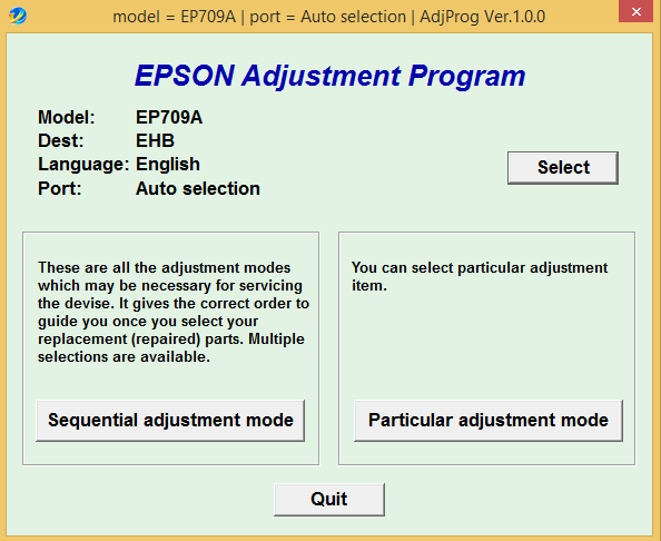 Epson EP-709A Adjustment Program