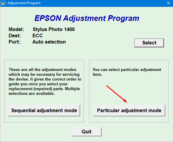 Epson SP 1400 Adjustment Program