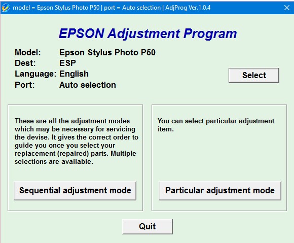 Epson-P50-adjustment-program